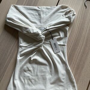 Aritzia Cream Off-Shoulder Top